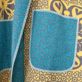 Close- up of robe pocket. Plush flannel kimono by David Fussenegger:  This brightly-colored robe is made in Austria at a company that has been producing premium textiles since 1832.  Cotton blend.